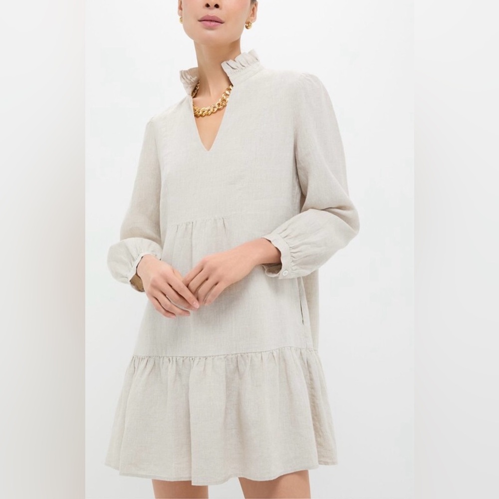 TUCKERNUCK Palmerston Linen Dress: Stone / Oatmeal, Summer Office Dress